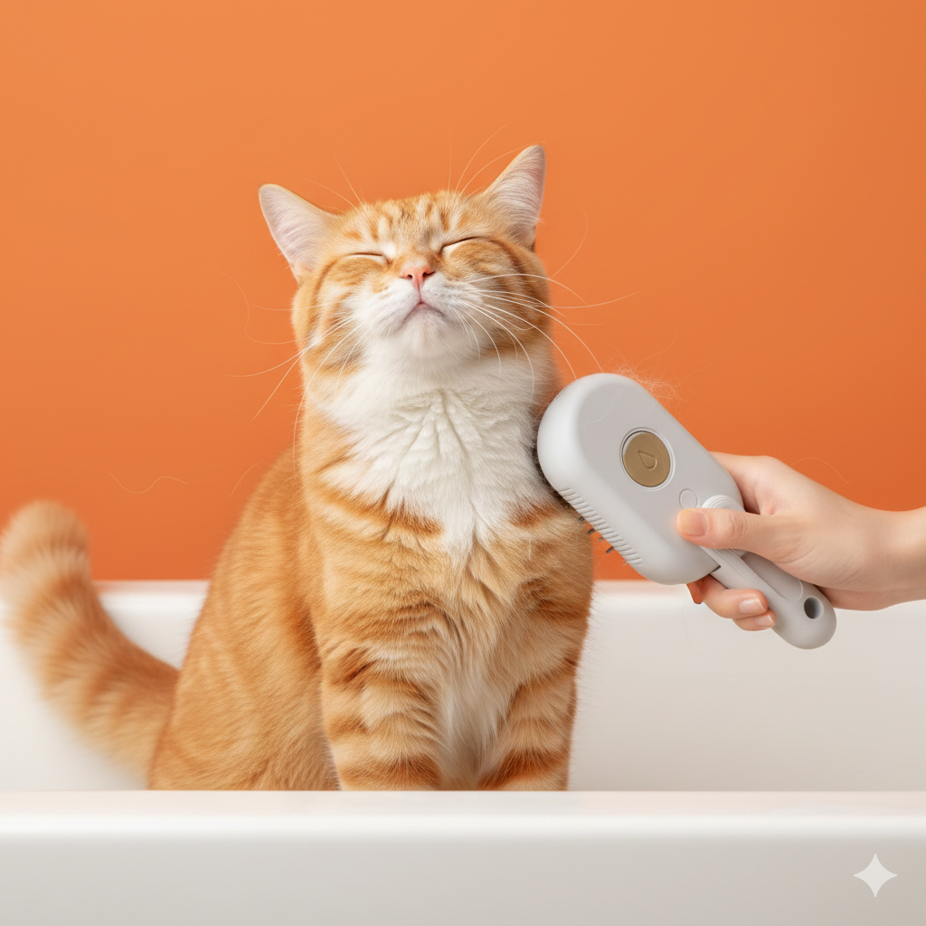 Cepillo para mascotas a vapor - suaviza y proteje el pelaje de peludo-3n1