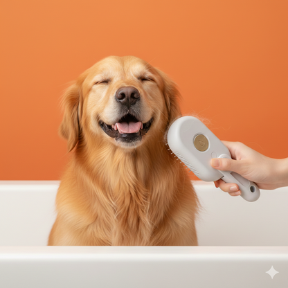 Cepillo para mascotas a vapor - suaviza y proteje el pelaje de peludo-3n1